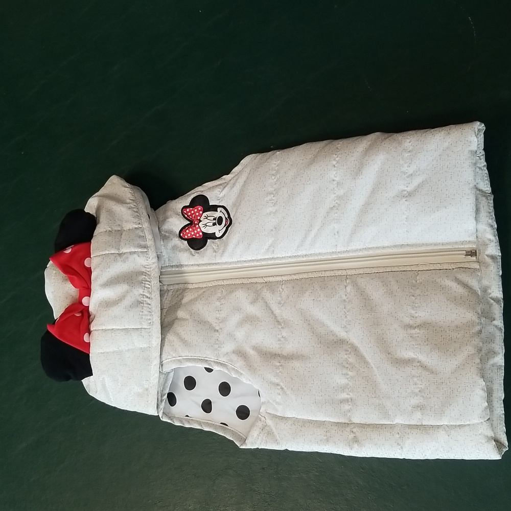 Disney Junior Minnie Mouse Hooded Vest - White and Black Polka Dot Lining